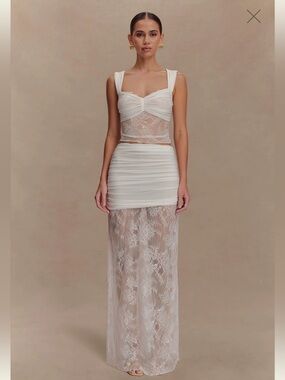 Meshki White Lace Skirt
